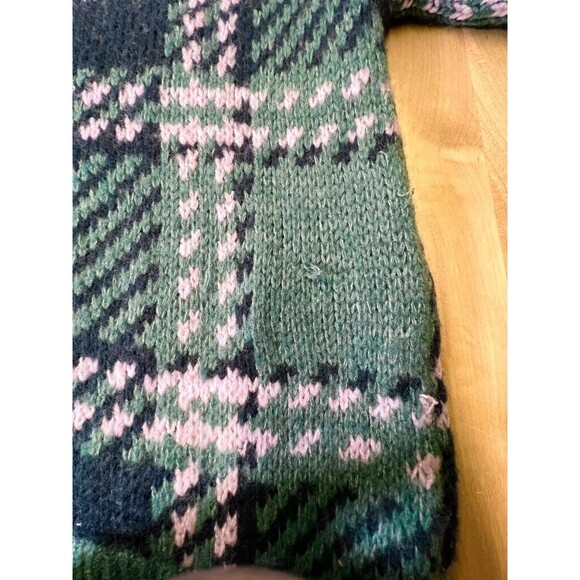 Abercrombie & Fitch Women Sweater Large Green Crop Plaid Knit Wool Blend - Picture 7 of 11